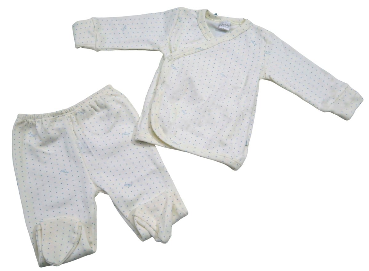 Conjunto Algodon 2 Piezas Batita Cruzada Panton Con Pie Estampado