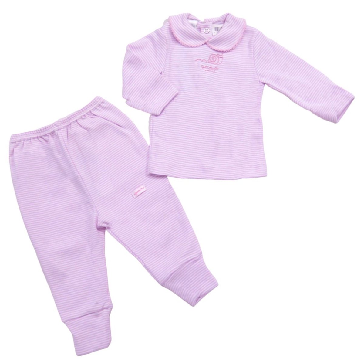 Conjunto De Algodon Batita Prendida Atras Y 1/2 Osito Sin Pie (Rayado)