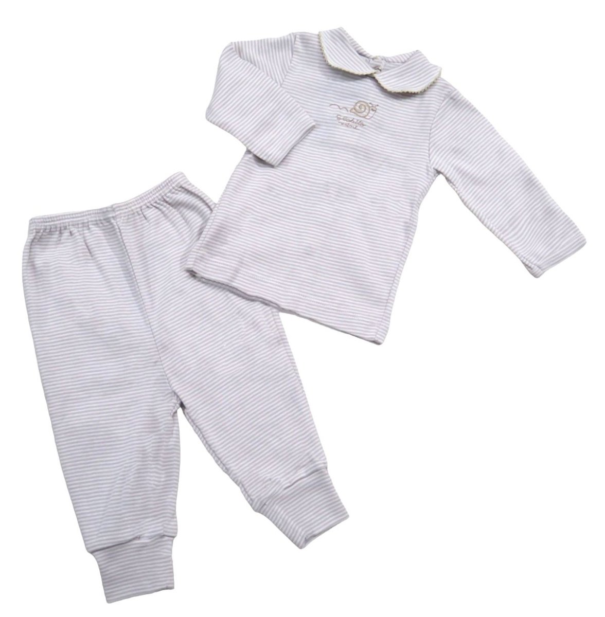 Conjunto De Algodon Batita Prendida Atras Y 1/2 Osito Sin Pie (Rayado)