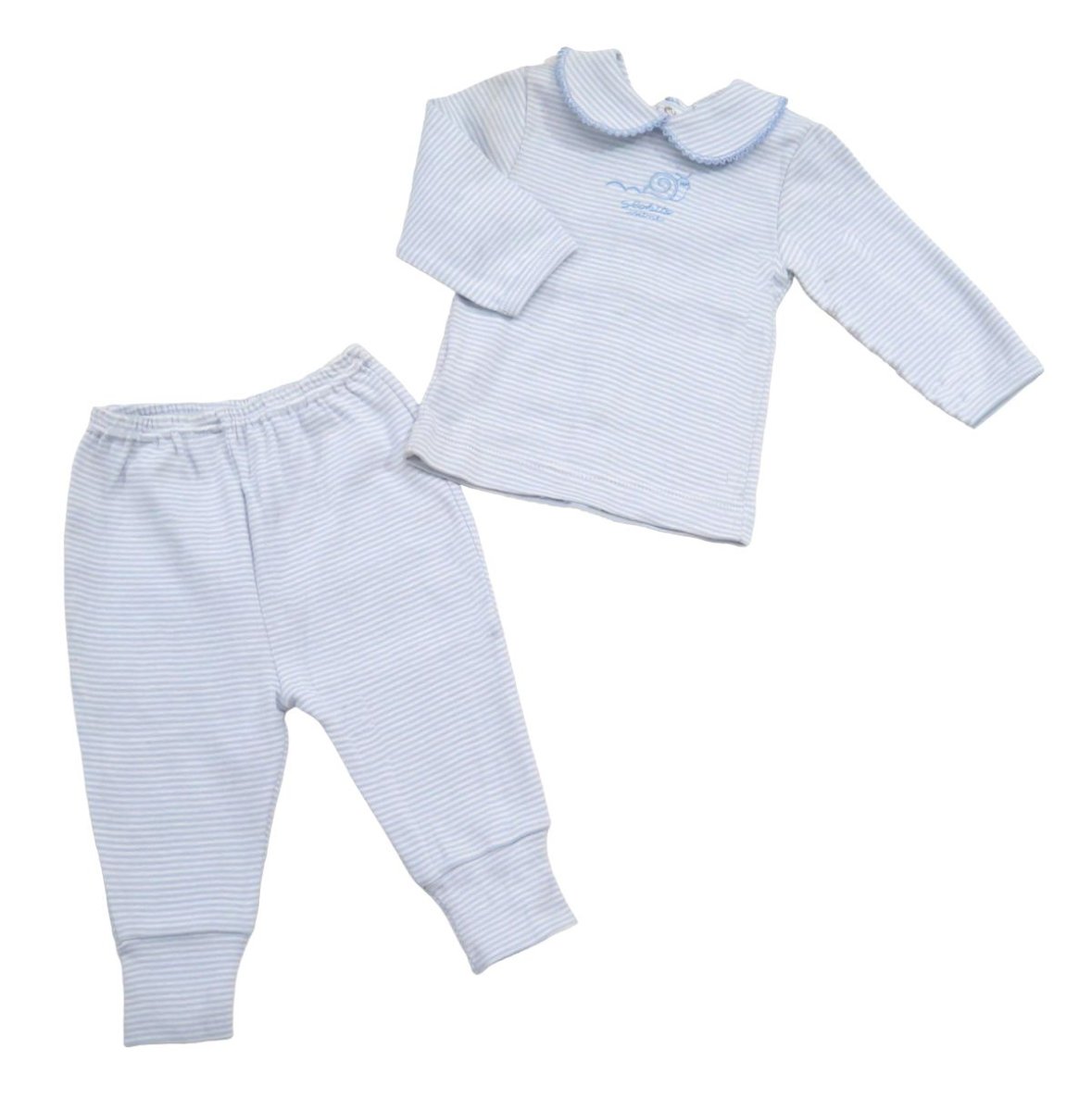 Conjunto De Algodon Batita Prendida Atras Y 1/2 Osito Sin Pie (Rayado)