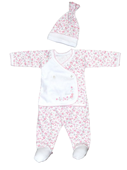 conjunto recien nacido 3 piezas (batita manga larga , medio osito y gorro)