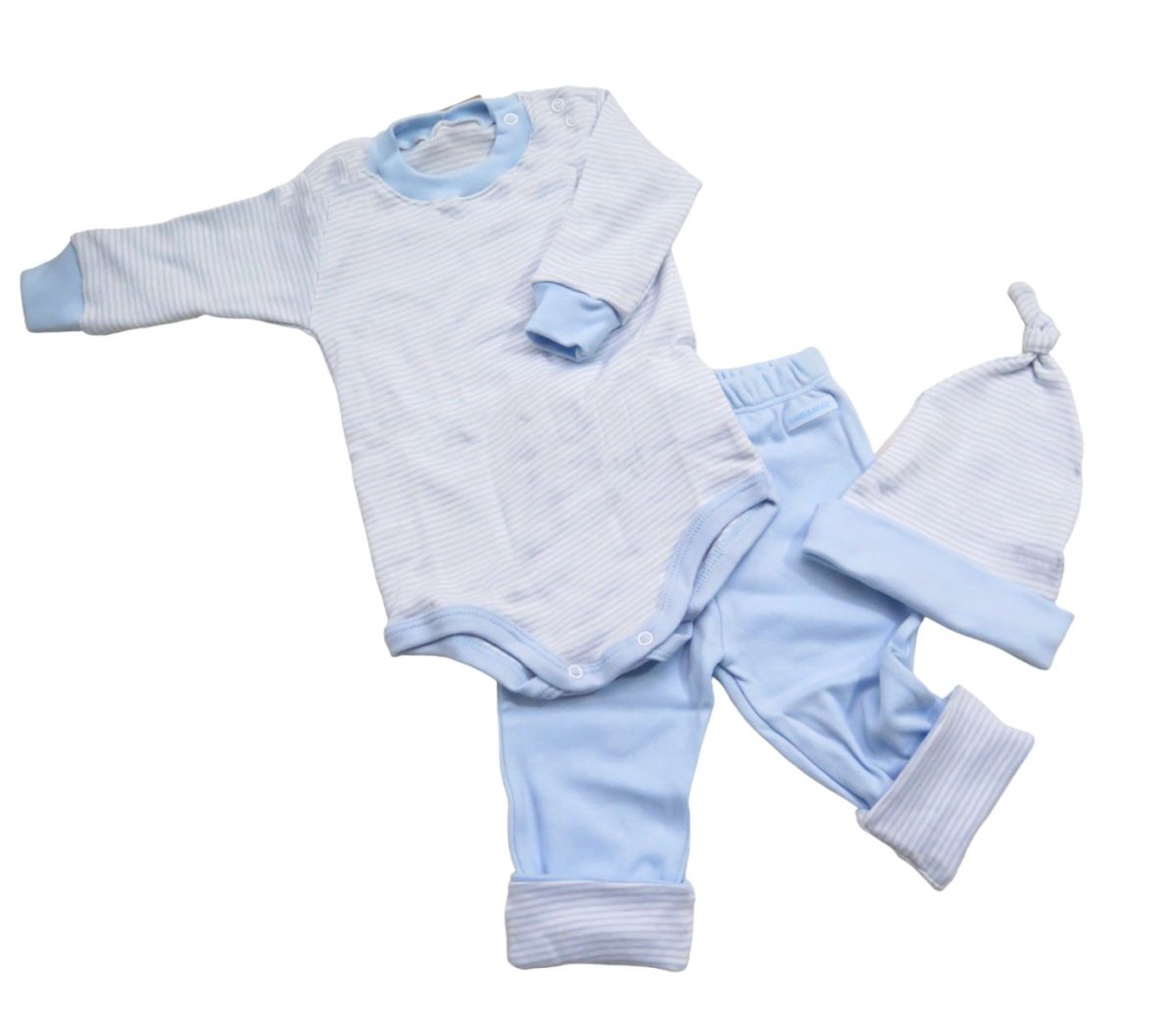 Conjunto 3 Piezas Body Rayado Con Medio Osito Ranita Lisa Con Gorro Rayado