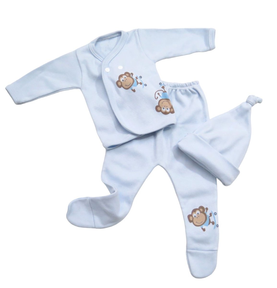Set de 3 piezas bebe gorrito batita y ranita (En caja)
