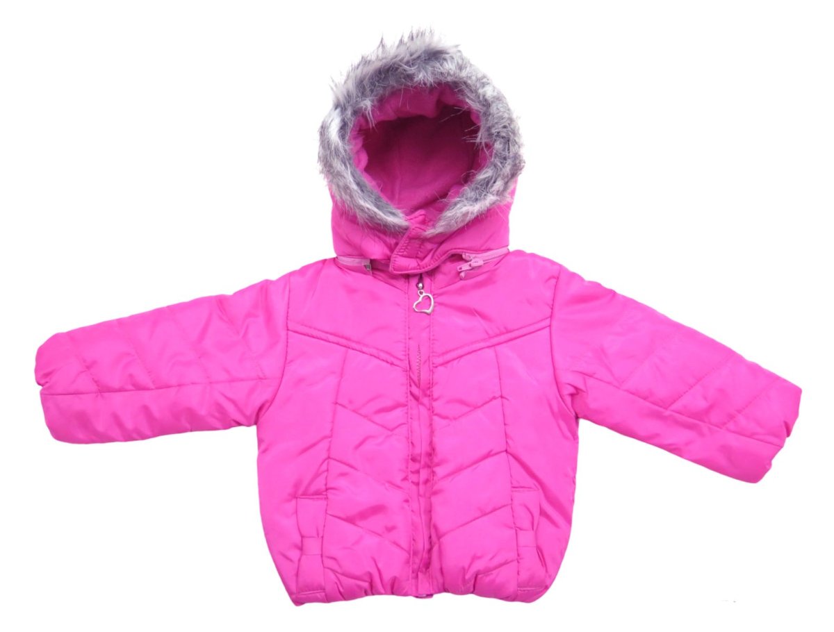 Campera  Lisa con  Capucha peluda y Polar interior