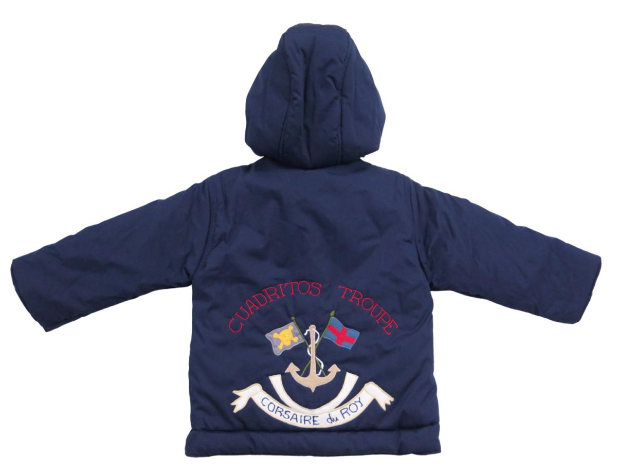 Campera de Gabardina Bordada con Aplique De Ancla en la Espalda