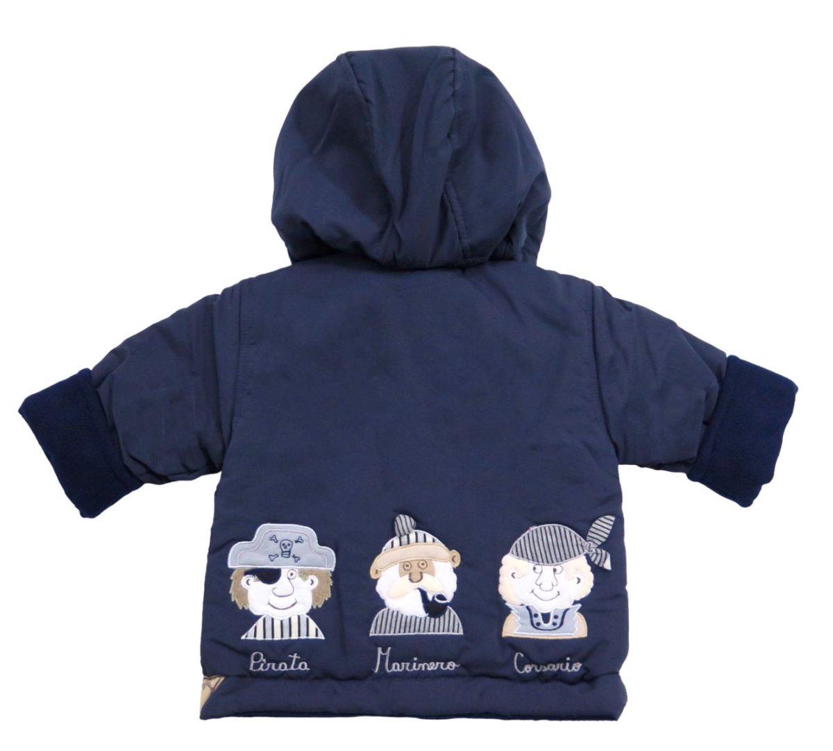 Campera de Gabardina Bordada con Aplique de Piratas en la Espalda