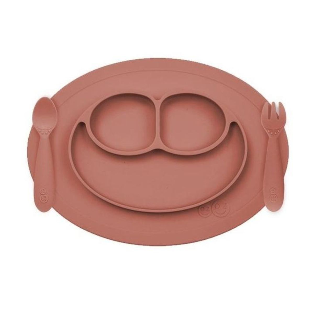 Plato De Silicona Con Divisiones + Tenedor + Cuchara - Mini Feeding Set - 12M+