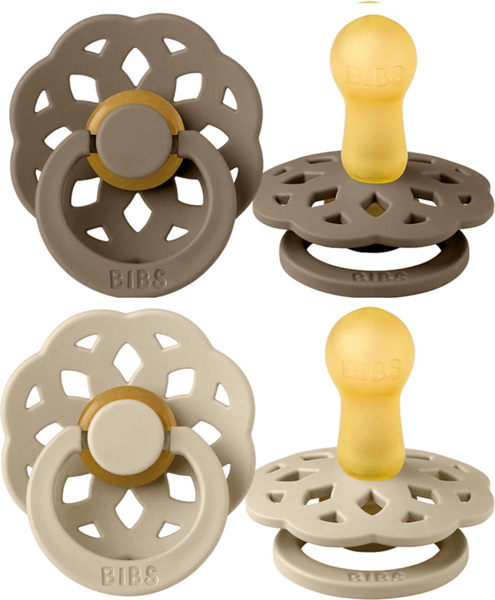 Chupete Bibs Boheme Pacifier x 2 - Vanilla / Dark Oak - Tetina De Caucho Natural - Latex - 6M+