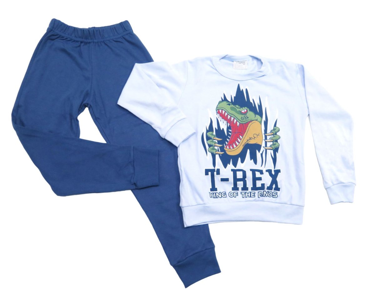 Pijama Interlock Manga Larga Estampado Dinosaurio Varon