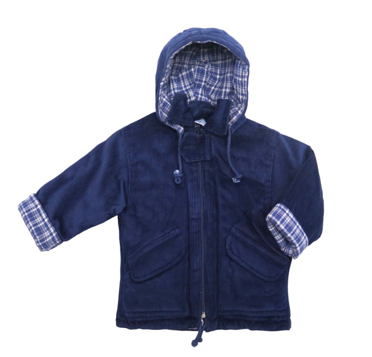 Campera de Corderoy con Cierre Forrada con wata y Capucha Reversible desmontable