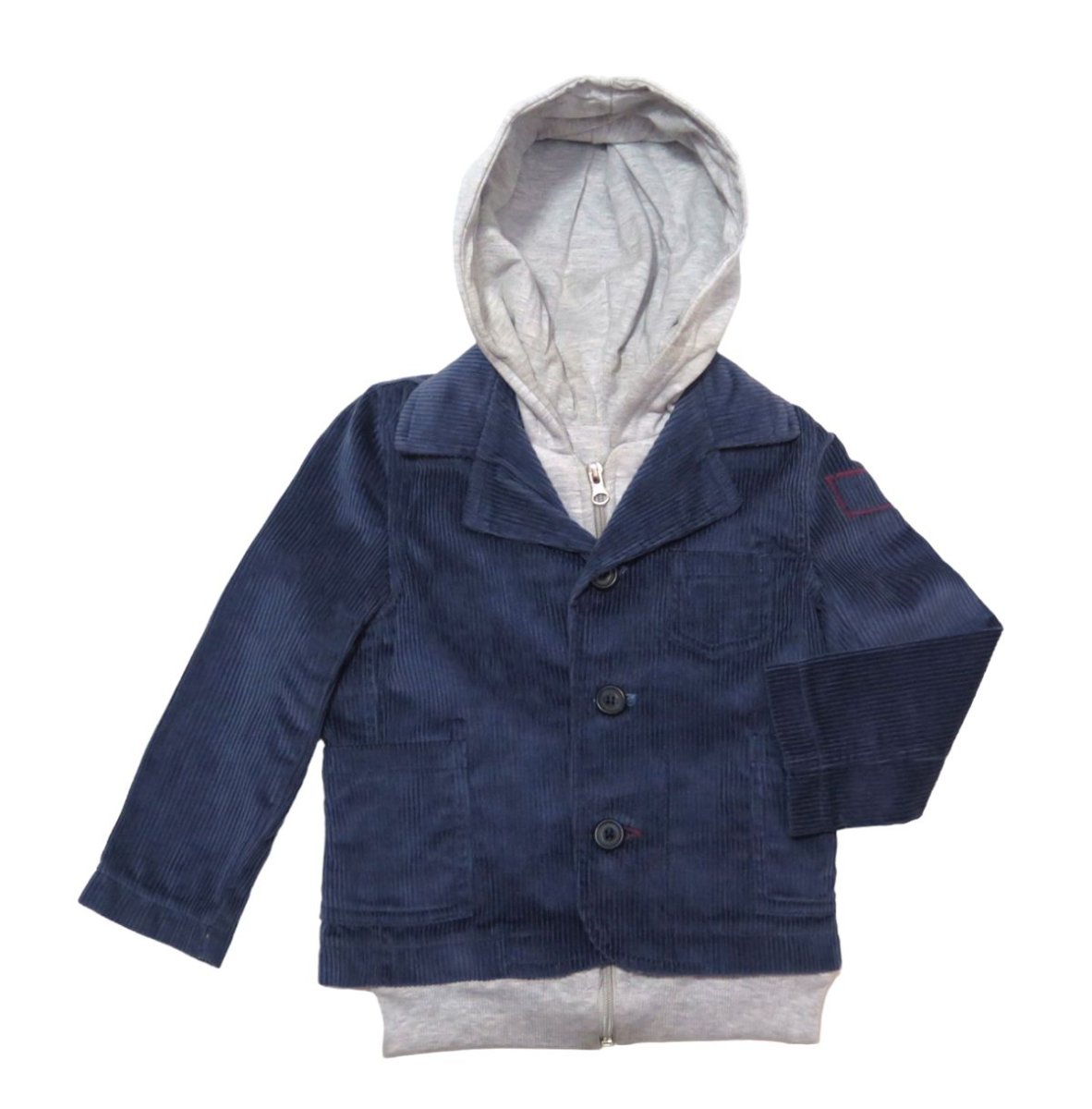 Campera Gris Algodón Frizado Combinada con Saco Corderoy