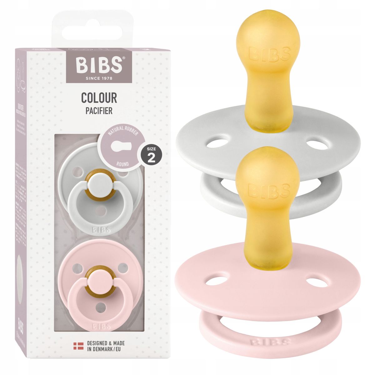 Chupete Bibs Colour Pacifier x 2 - Haze/Blossom - Tetina De Caucho Natural - Latex - 6 - 18 Meses
