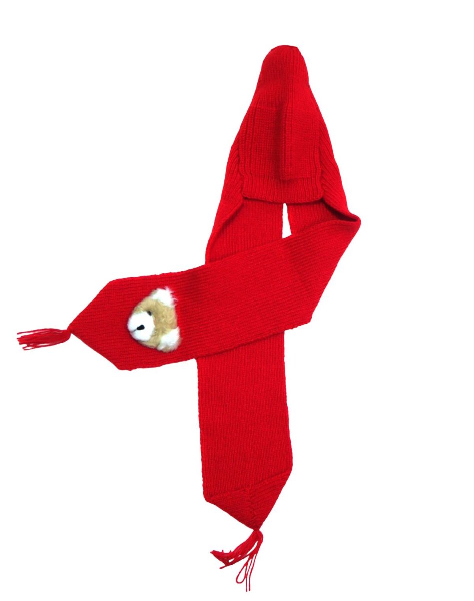 Gorro con bufanda Tejido Punto Ingles con Aplique de oso