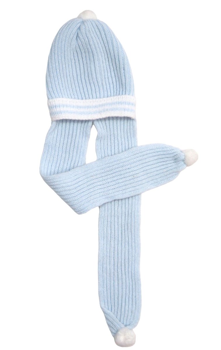 Gorro con bufanda Tejido Punto Ingles con Rayas en la Vicera