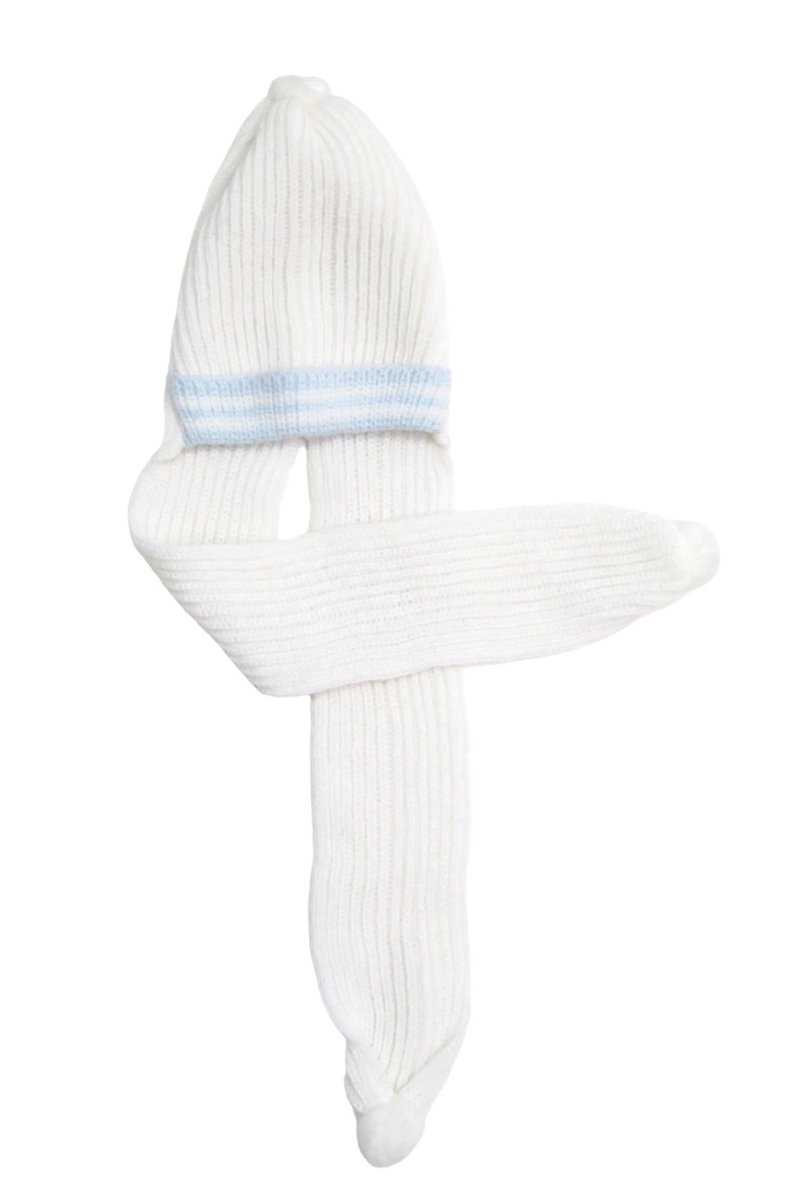 Gorro con bufanda Tejido Punto Ingles con Rayas en la Vicera