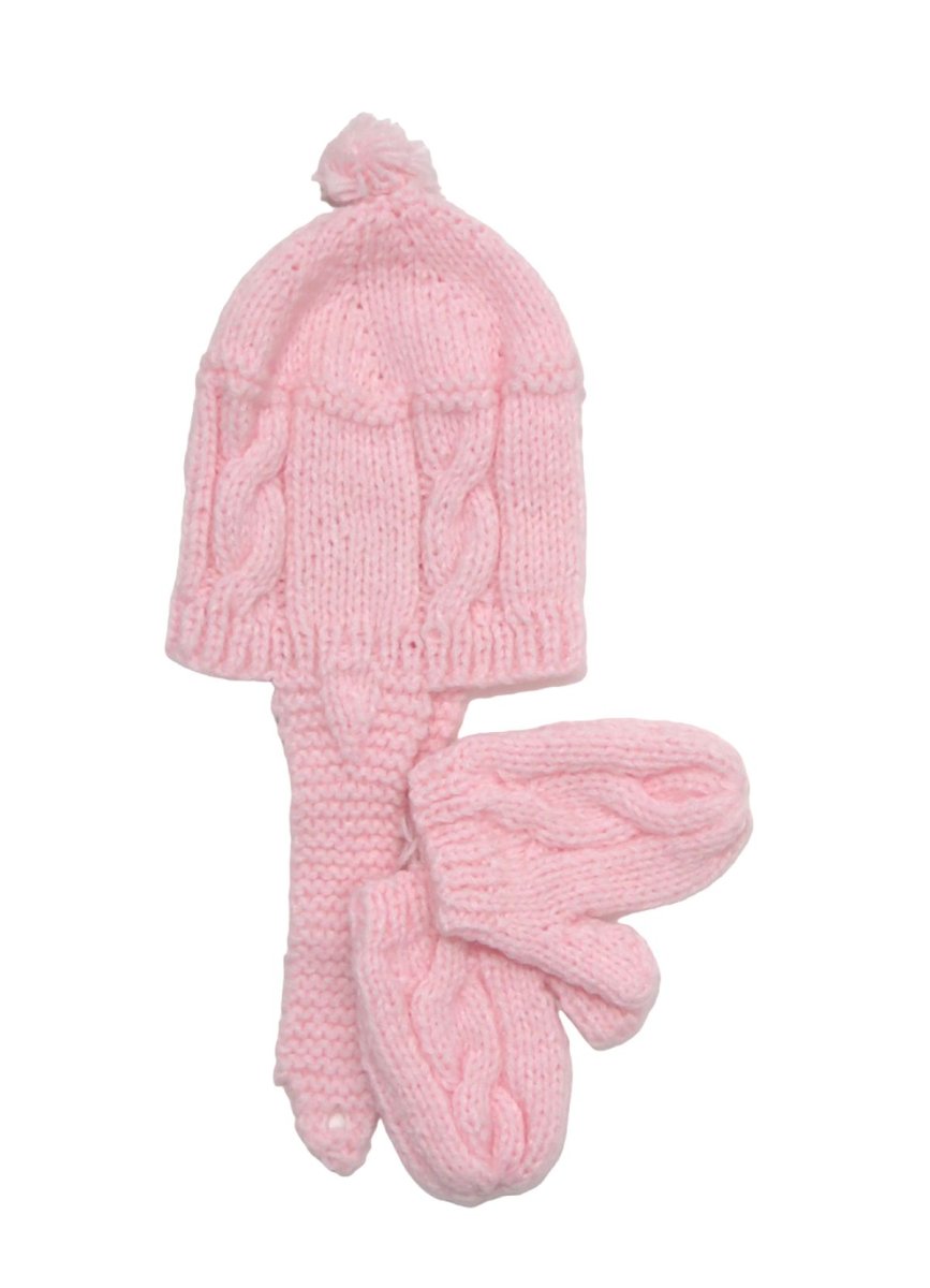 Conjunto de Gorro con Mitones Tejidos a Mano