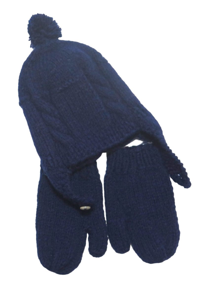 Conjunto de Gorro con Mitones Tejidos A Mano