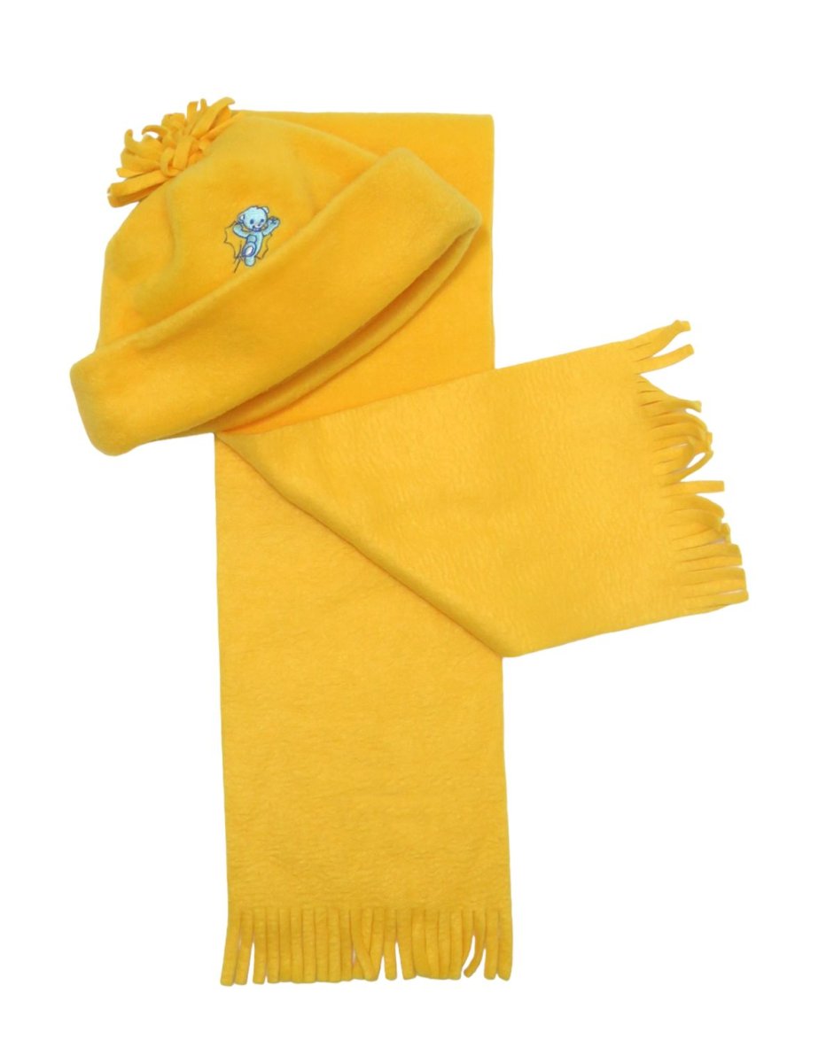 Conjunto Polar Bufanda y Gorro Bordado con flecos