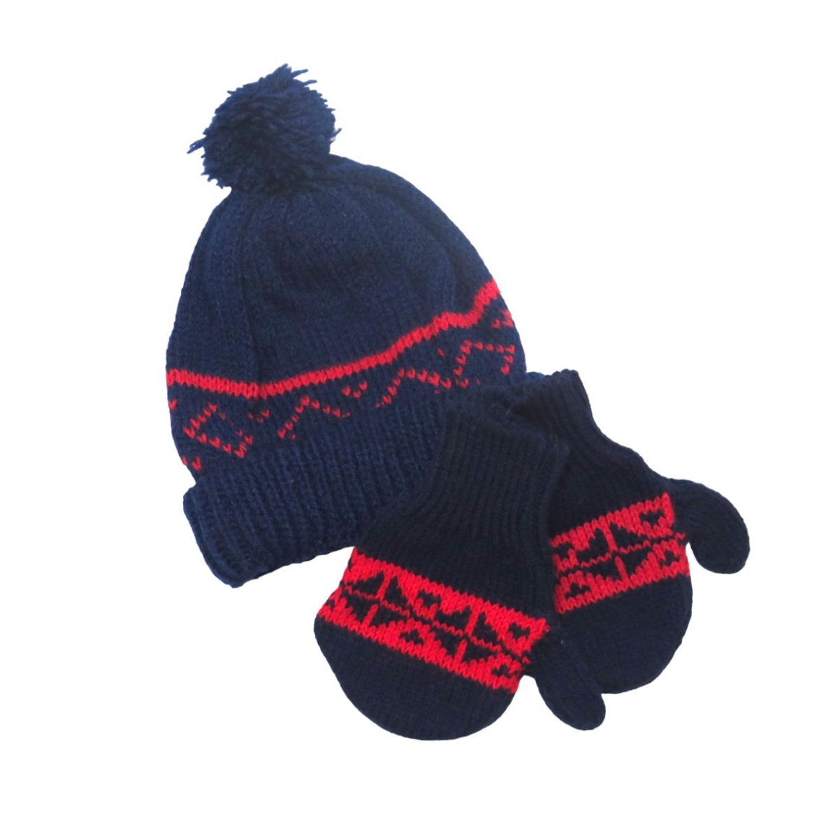 Conjunto de Gorro con Mitones Guantes Tejidos Con Rombos