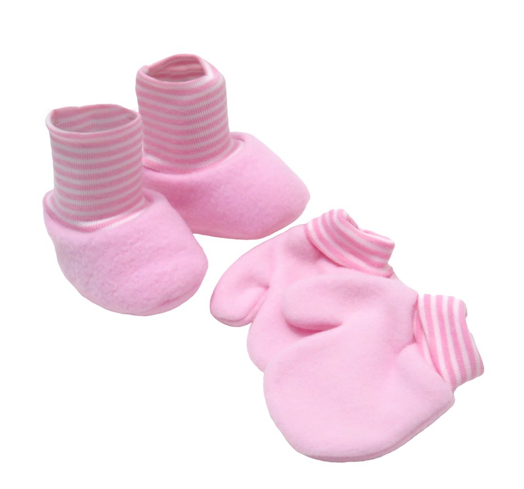 Conjunto de Escarpines y Mitones con Puño Rayado