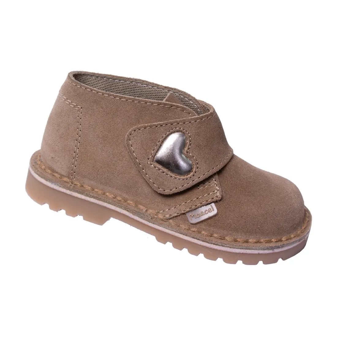 Bota Desierto Velcro Gamuza Goma Crepe Con Aplique