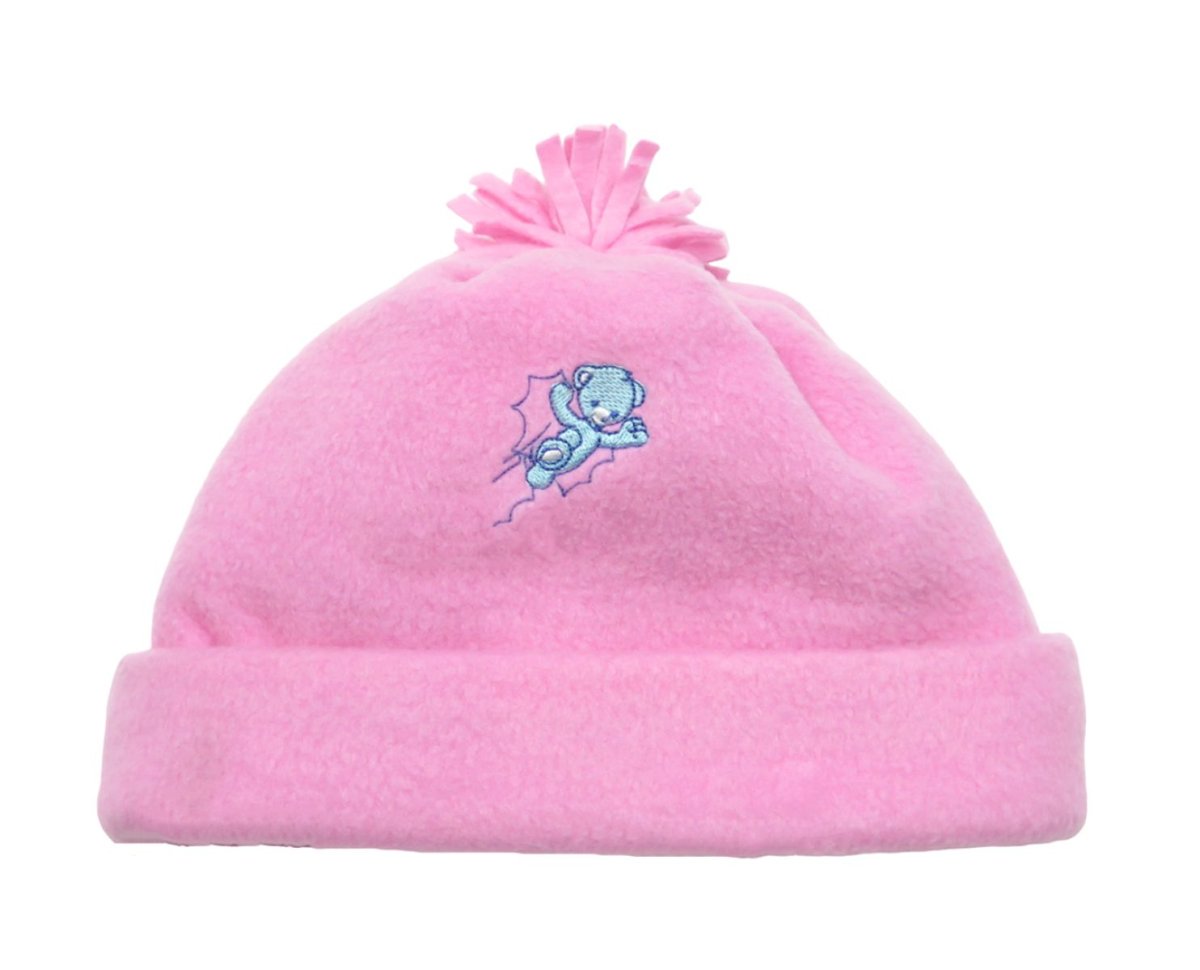 Gorro de Polar con Flecos con bordado de osito