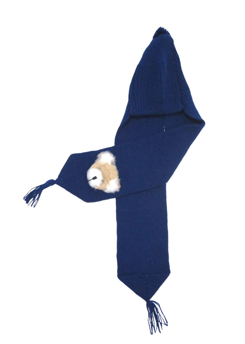 Gorro con bufanda Tejido Punto Ingles con Aplique de oso