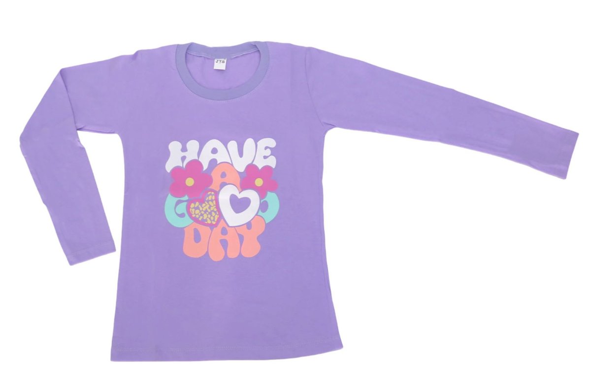 Remera De Algodon Manga Larga Con Estampado De Flores