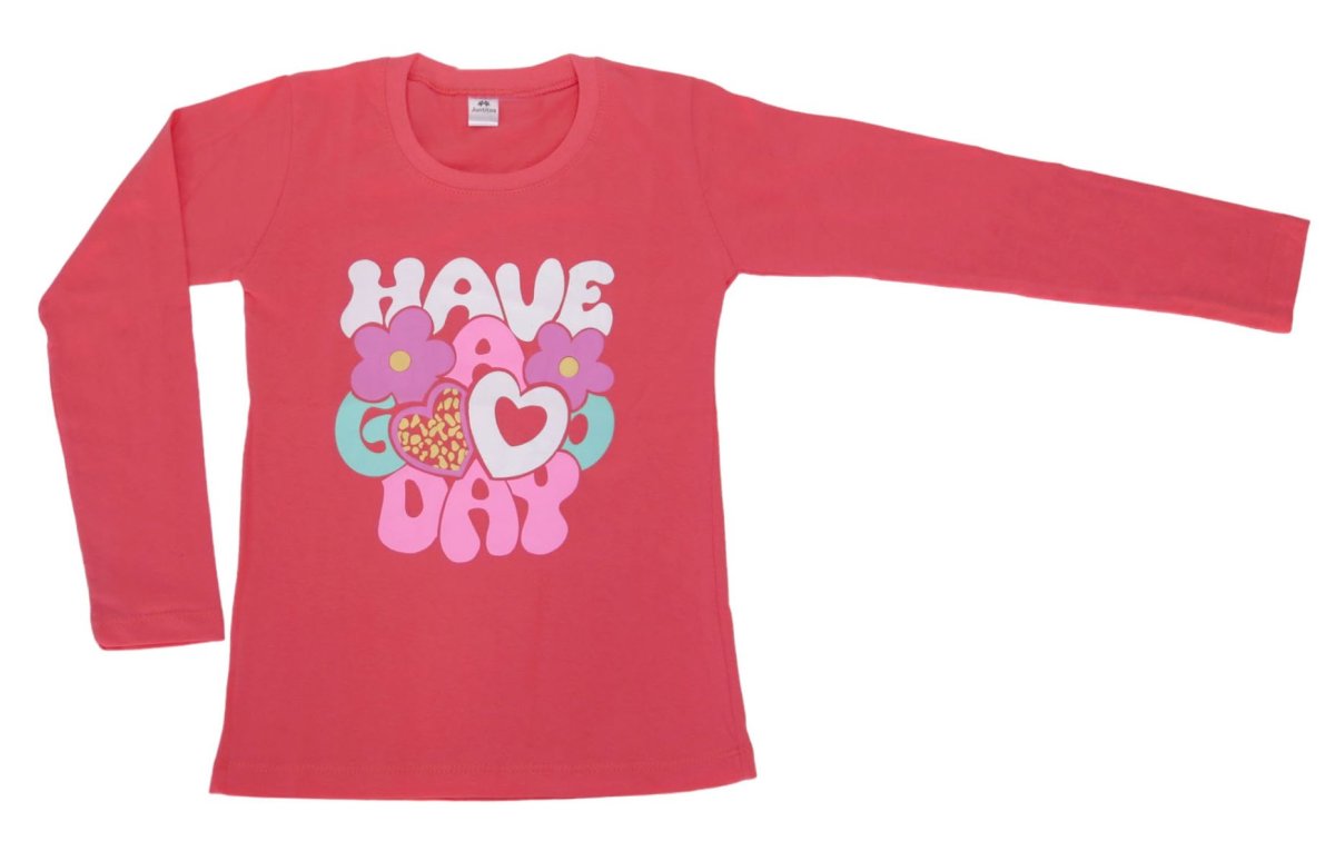 Remera De Algodon Manga Larga Con Estampado De Flores