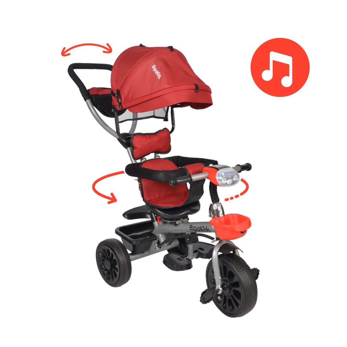 Triciclo Con Asiento Giratorio 360° Manija Direccional Con Luces Y Sonido