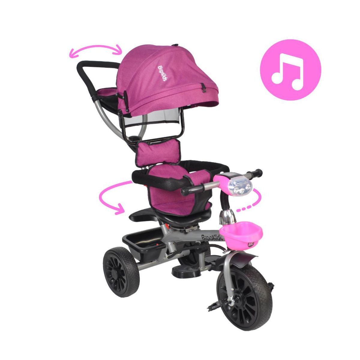 Triciclo Con Asiento Giratorio 360° Manija Direccional Con Luces Y Sonido