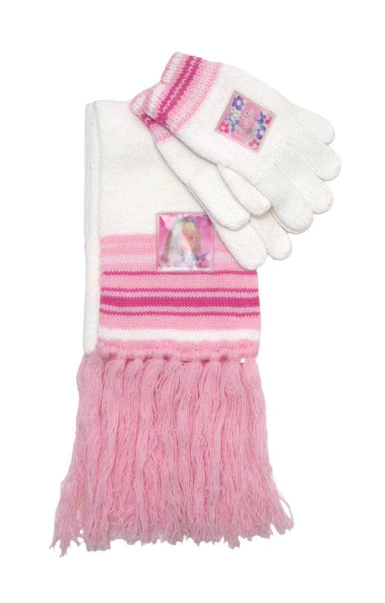 Conjunto de Bufanda y Gorro Tejido Estampado con Aplique de Barbie