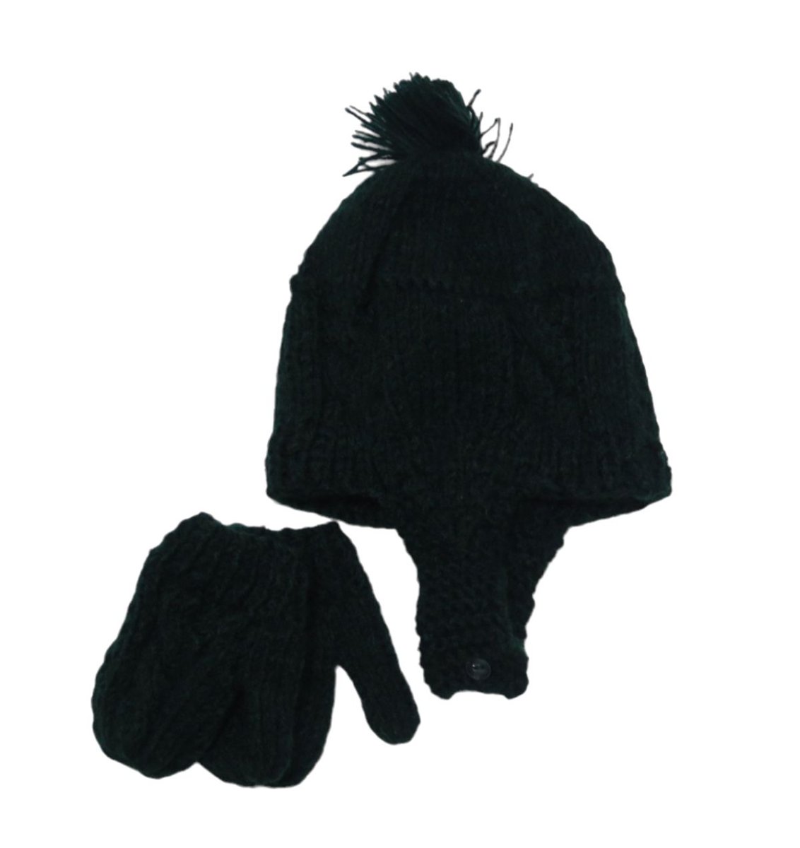 Conjunto de Gorro con Mitones Tejidos a Mano