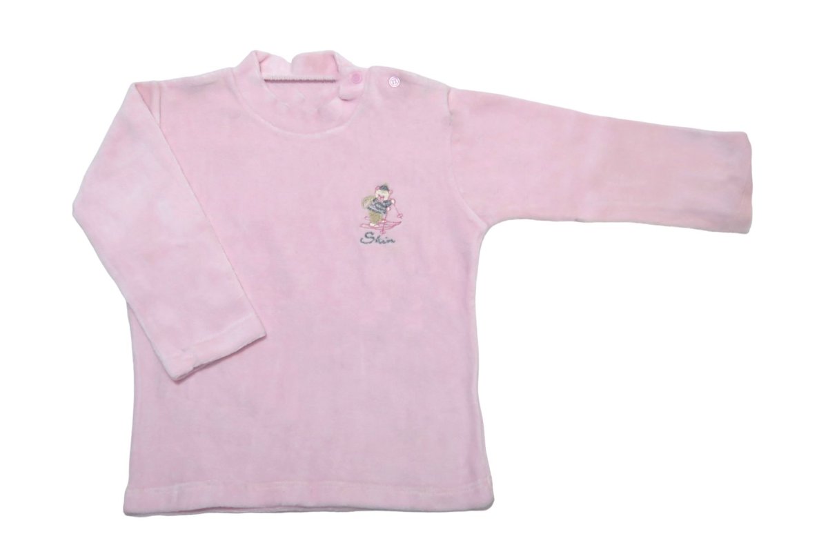 Remera plush con oso bordado