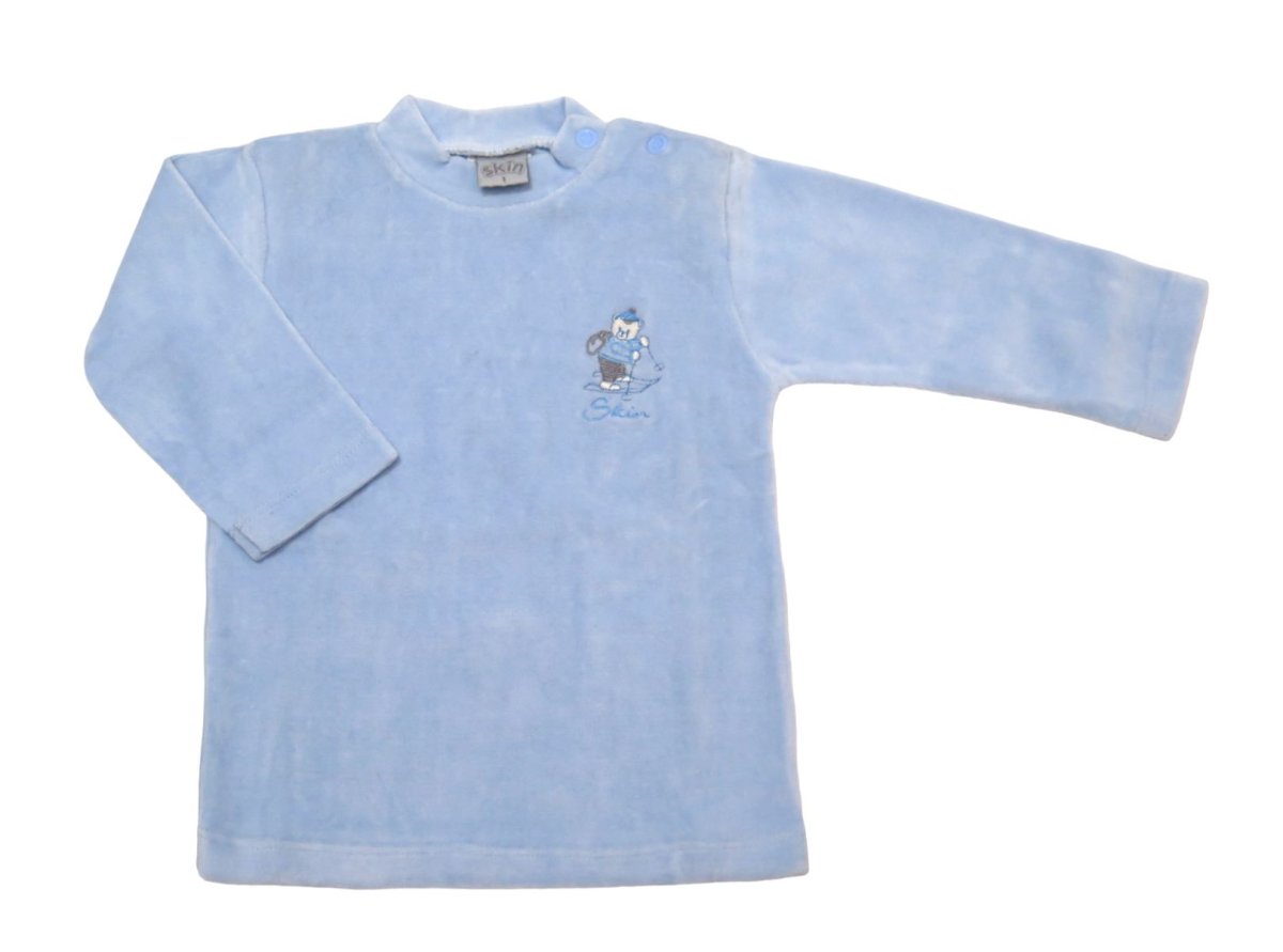 Remera plush con oso bordado