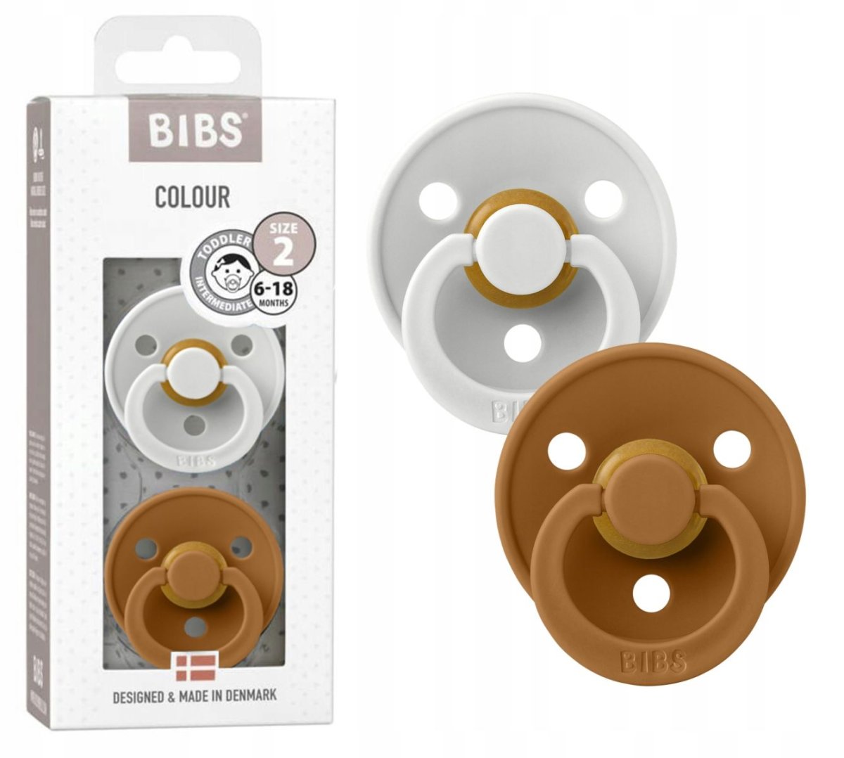 Chupete Bibs Colour Collection x 2 - Hazel / Caramel - Tetina De Caucho Natural - Latex - 6-18 Meses