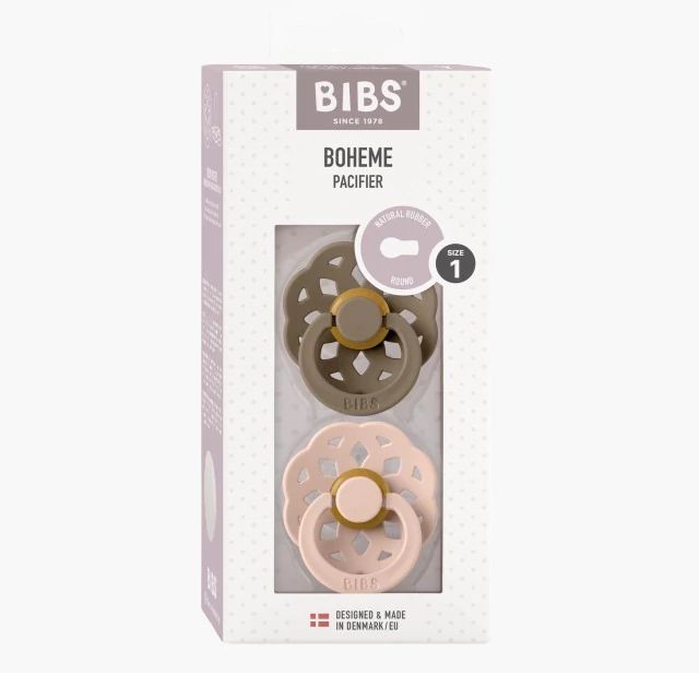 Chupete Bibs Boheme Pacifier x 2 - Dark Oak / Blush  - Tetina De Caucho Natural - Latex - 6M+