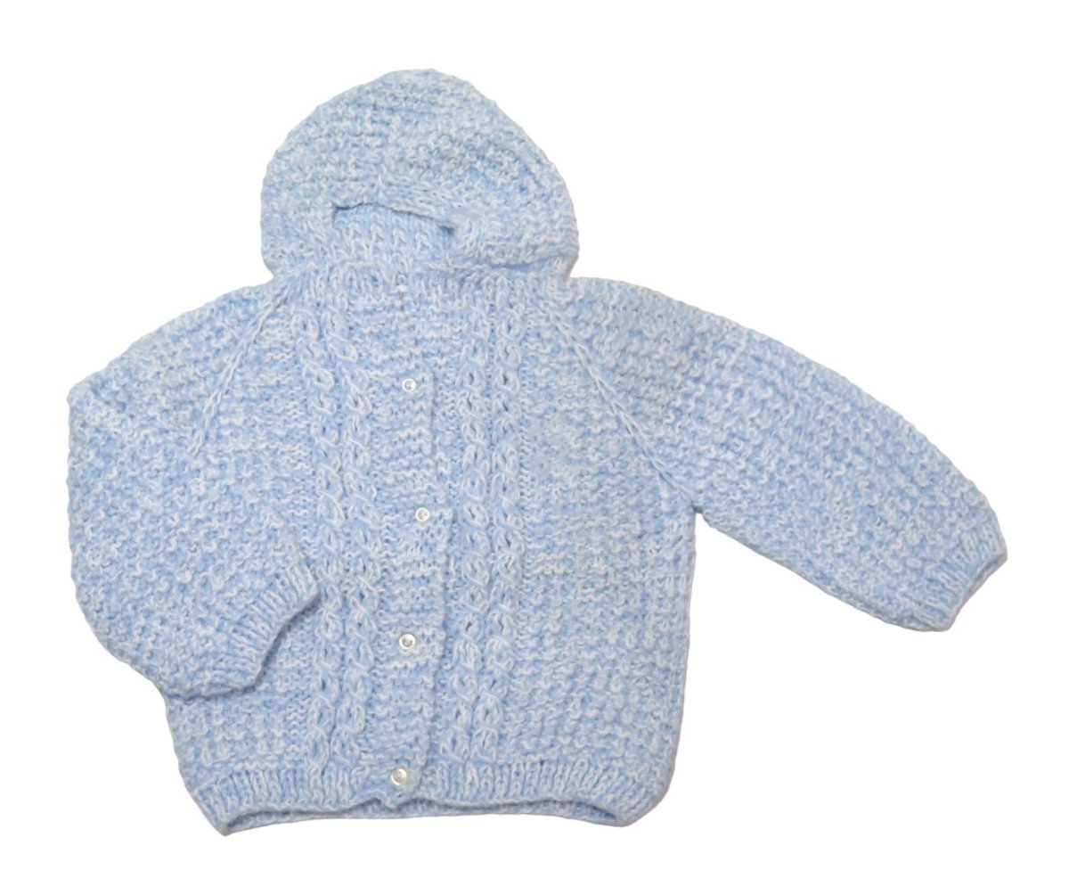 Saco Tejido A Mano Con Capucha Punto Trenza