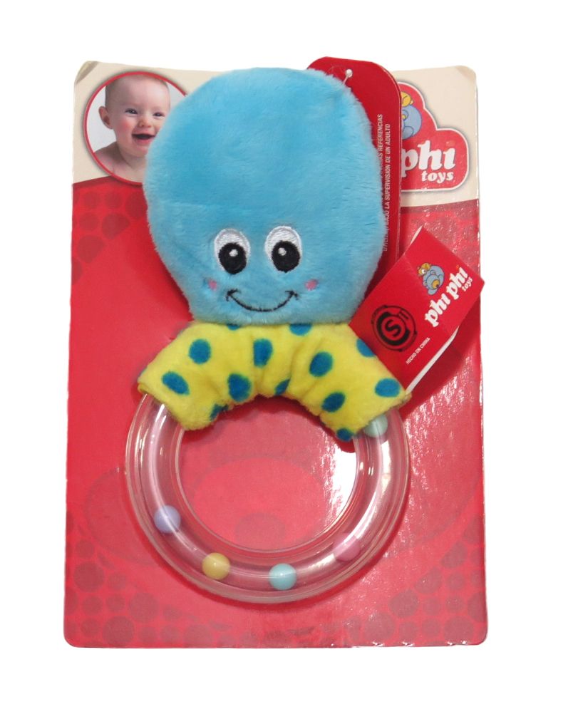 Peluche Pulpo con sonajero argolla plastica. Varios personajes