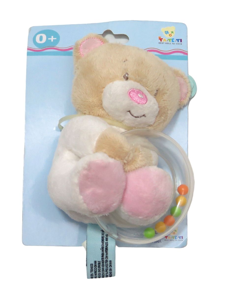 Peluche Oso con sonajero argolla plastica. Varios personajes