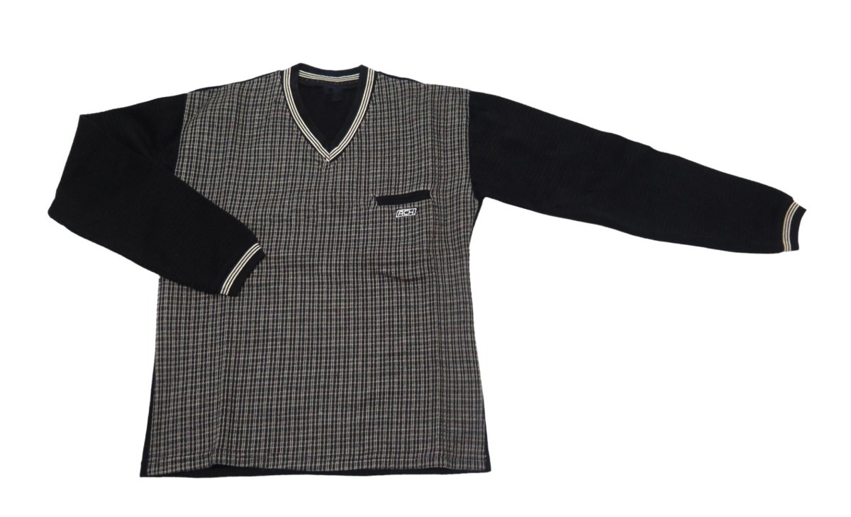 Buzo Algodon Rustico escote en V combinada