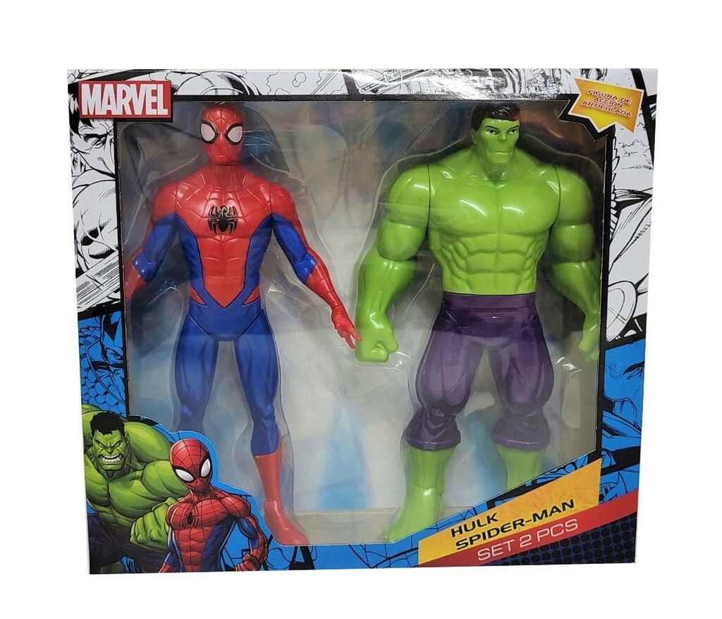 Set Muñecos Figuras De Accion Hulk y Spiderman - Hombre Araña