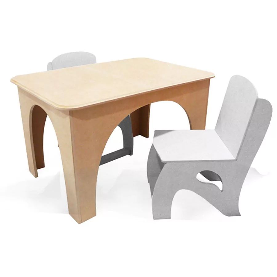 Mesa + 2 Sillas Infantil de Madera MDF Montessori