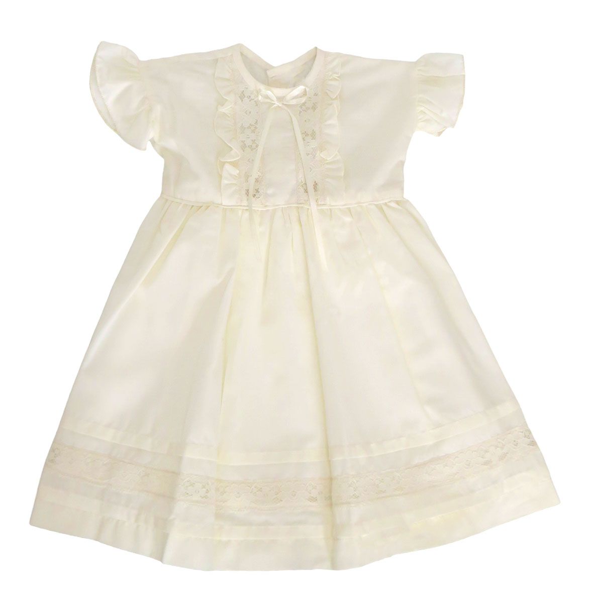 Vestido bautismo seda con guipur y alzorza