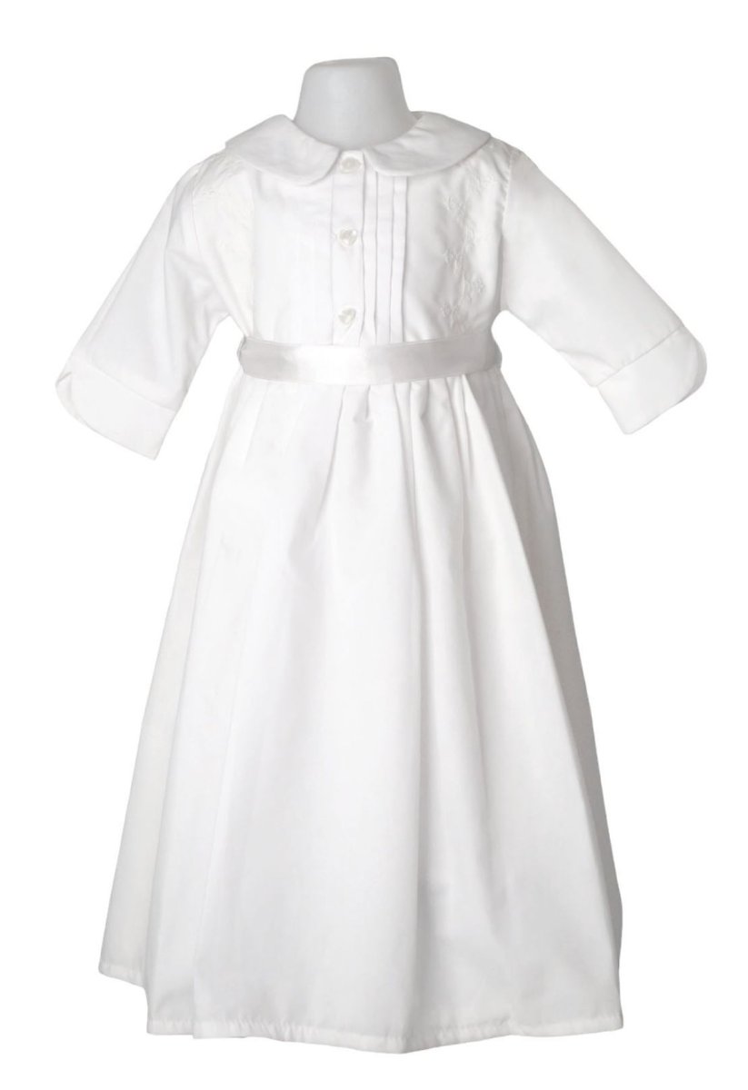 Vestido de Bautismo linon con pechera bordada