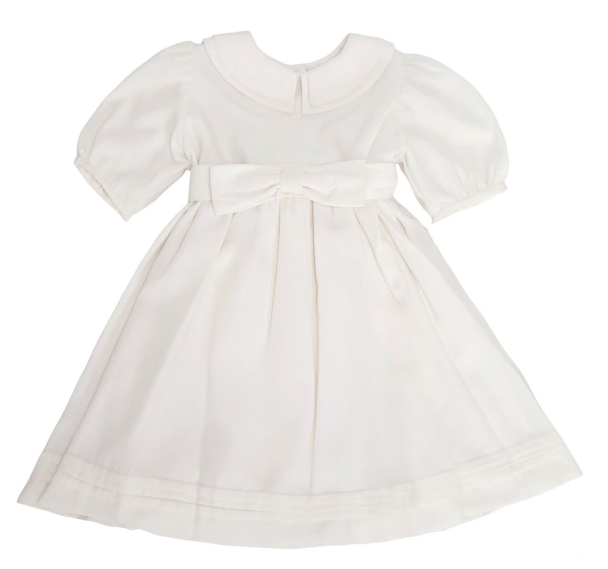 Vestido de Bautismo seda fria con cuello manga corta