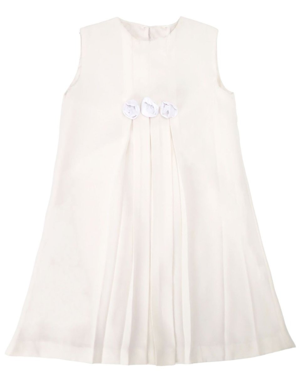 Vestido de Bautismo seda fria con tabla sin mangas