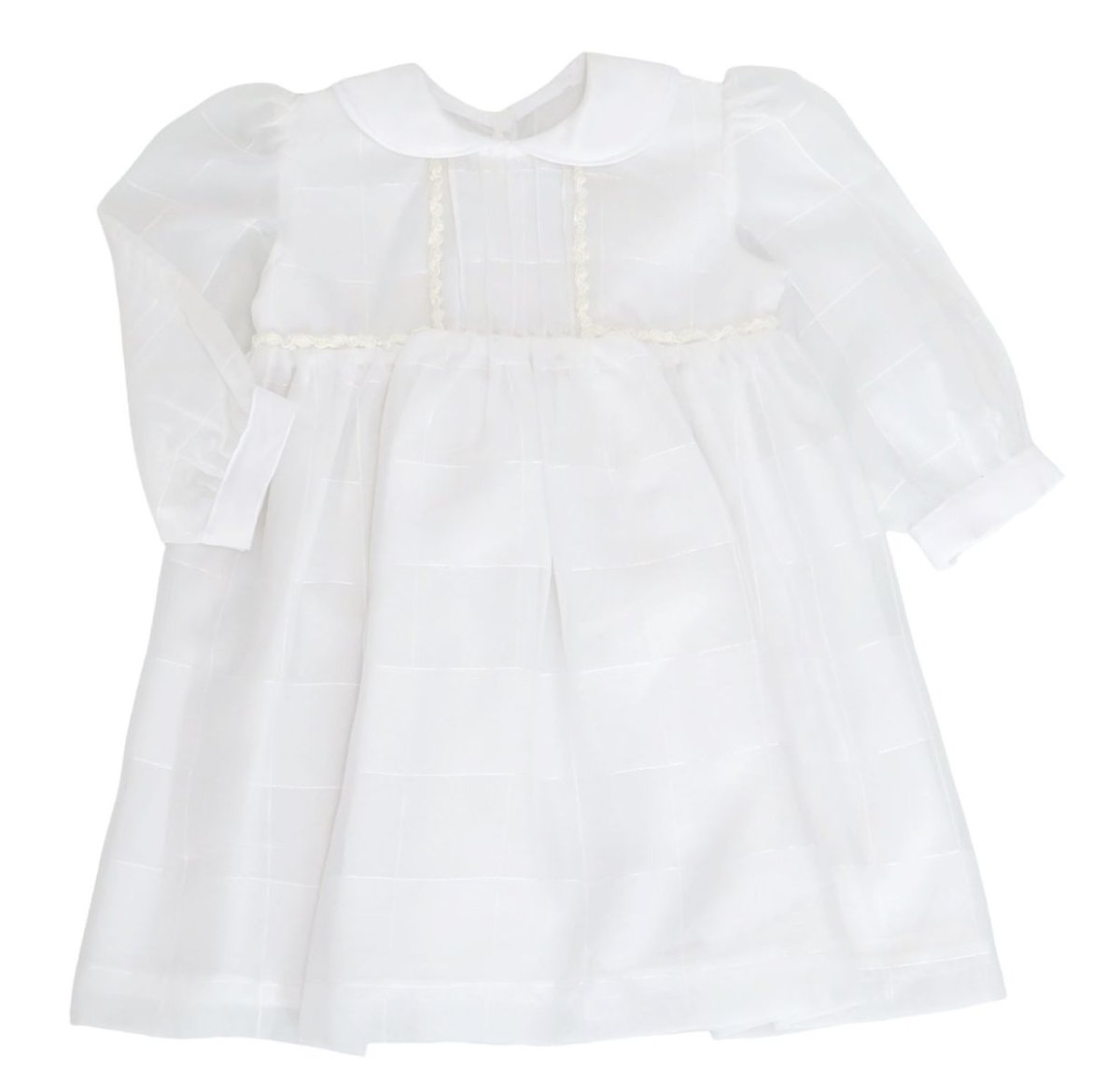 Vestido de Bautismo Manga Larga  de gasa facetada