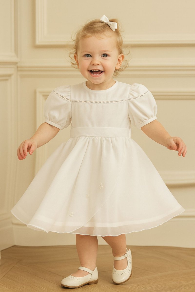 Vestido bautismo Doble  gasa en falda