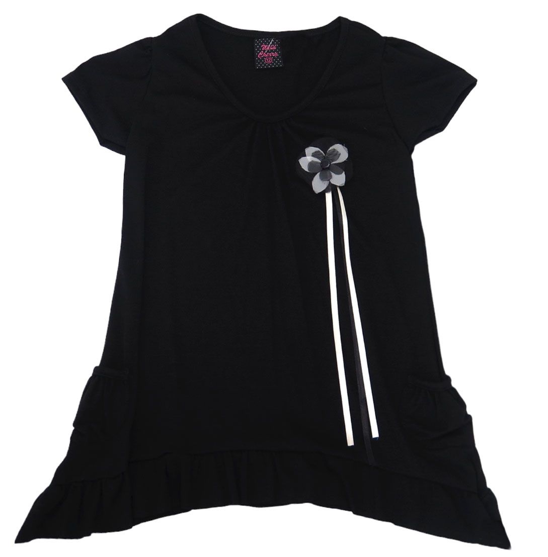 Vestido Modal Con Aplique De Flor Manga Corta